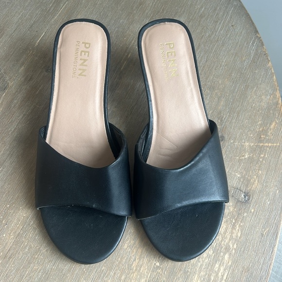 Penningtons Geometric Block Heel Slip On Sandal Black Size 12 WW - Picture 14 of 16